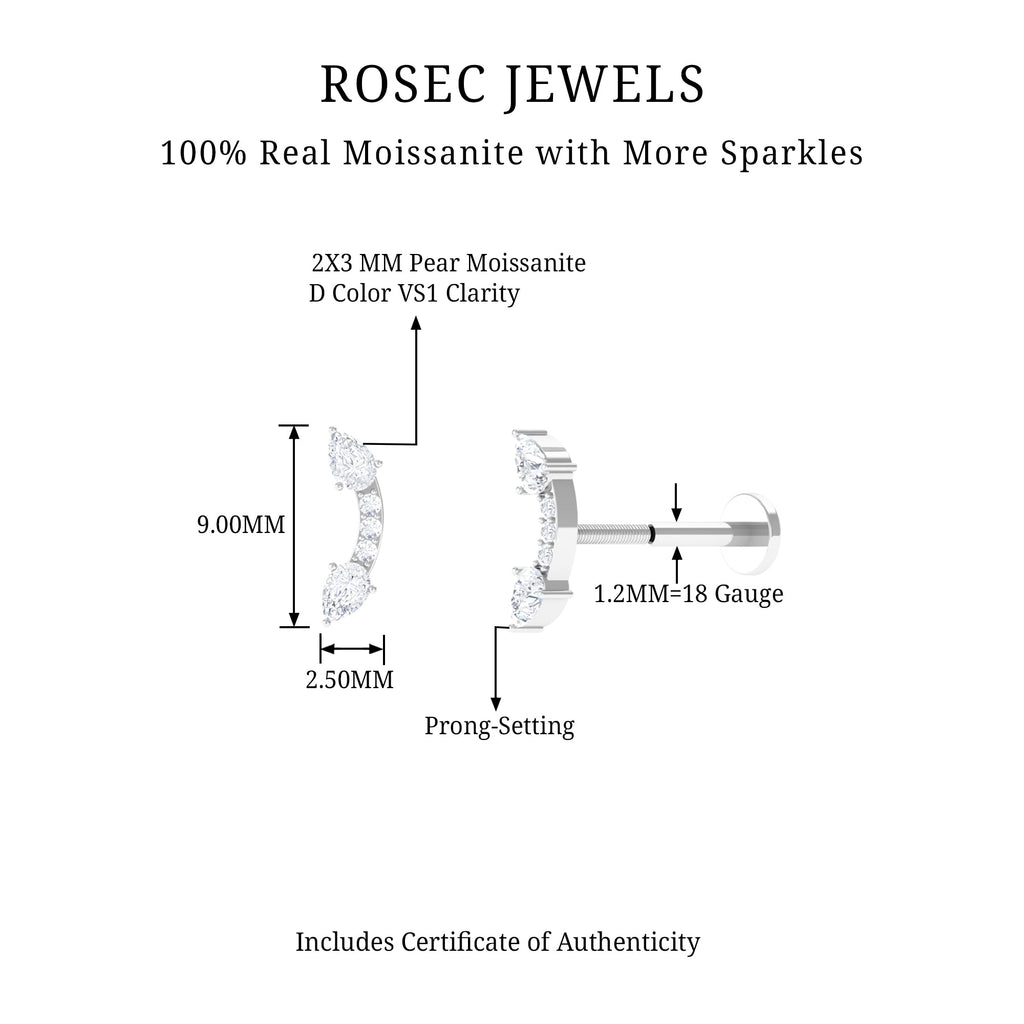 Certified Moissanite Curved Cartilage Earring