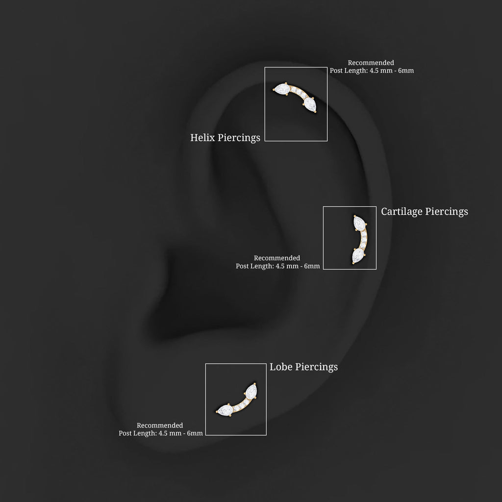 Certified Moissanite Curved Cartilage Earring