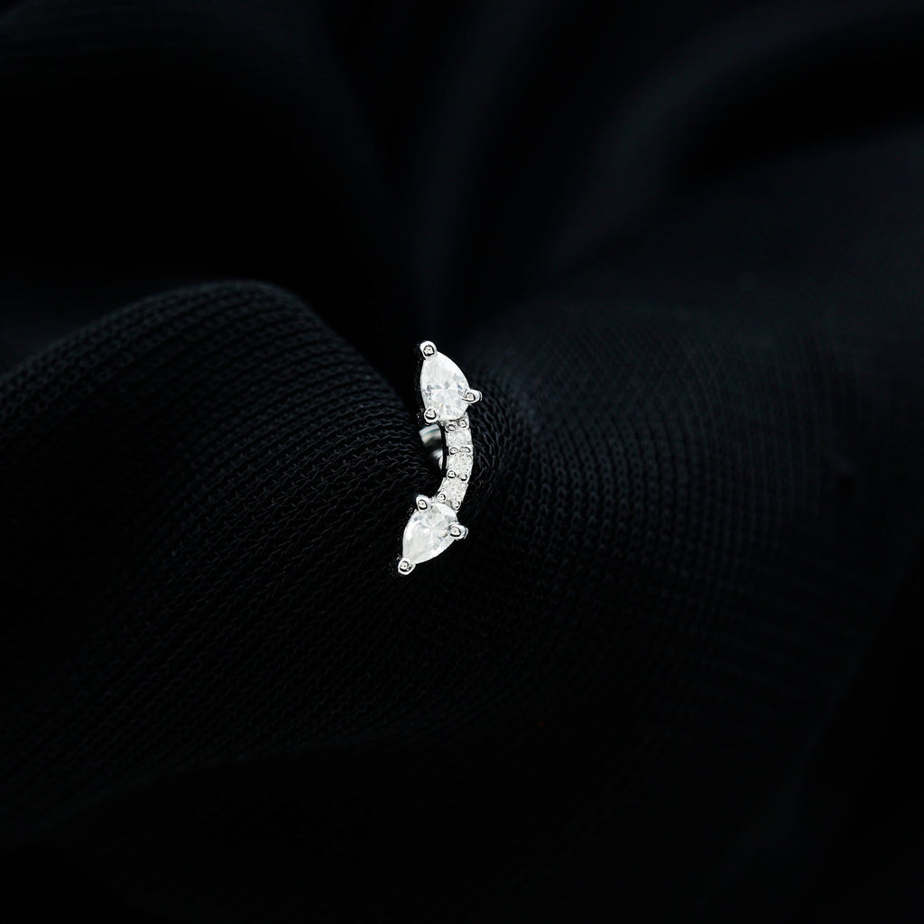 Certified Moissanite Curved Cartilage Earring