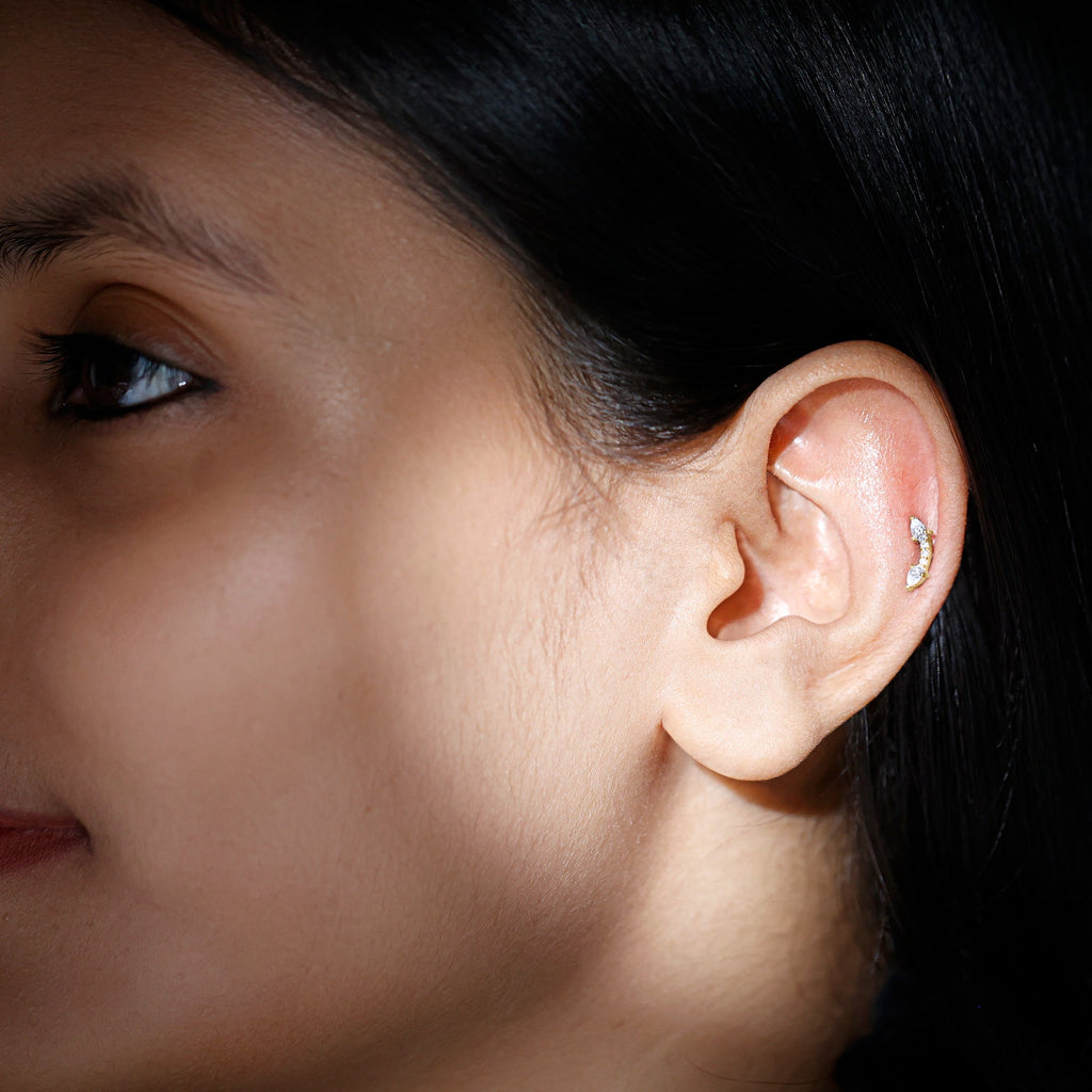 Certified Moissanite Curved Cartilage Earring