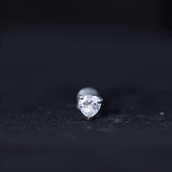 Heart Shape Moissanite Earring for Tragus Piercing