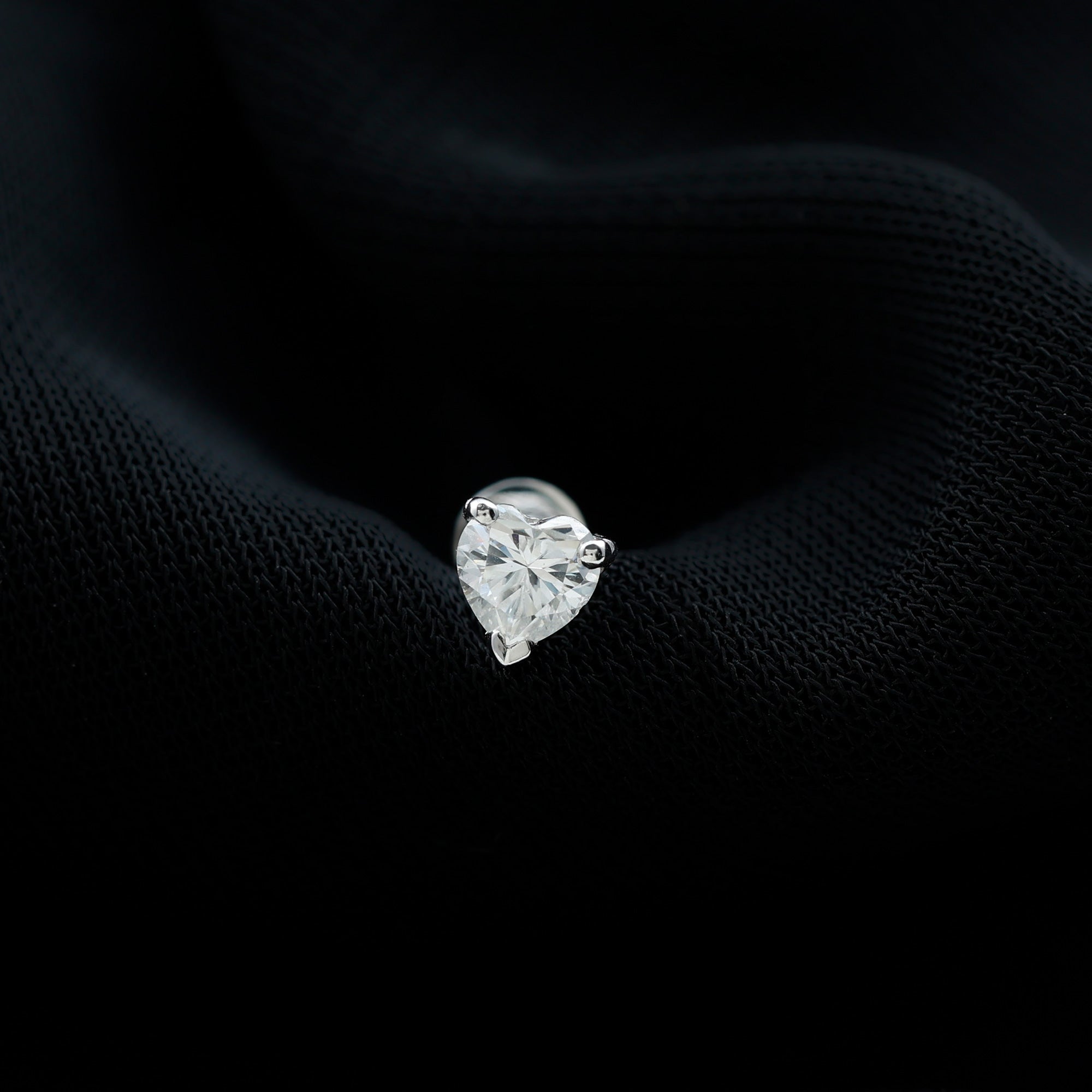 Heart Shape Moissanite Earring for Tragus Piercing