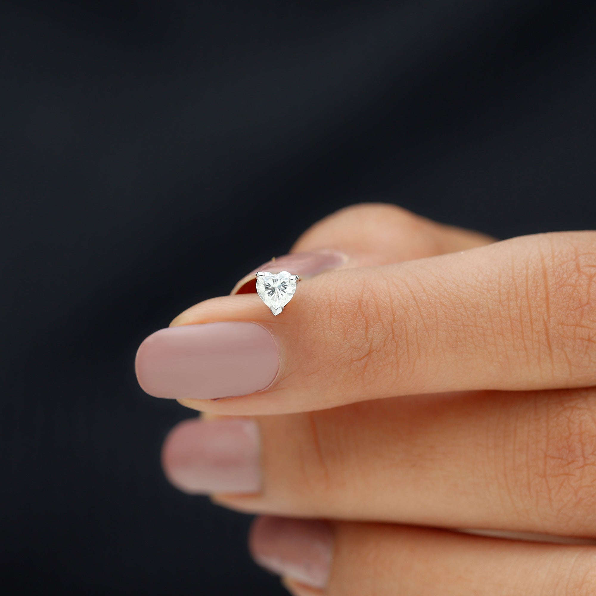 Heart Shape Moissanite Earring for Tragus Piercing