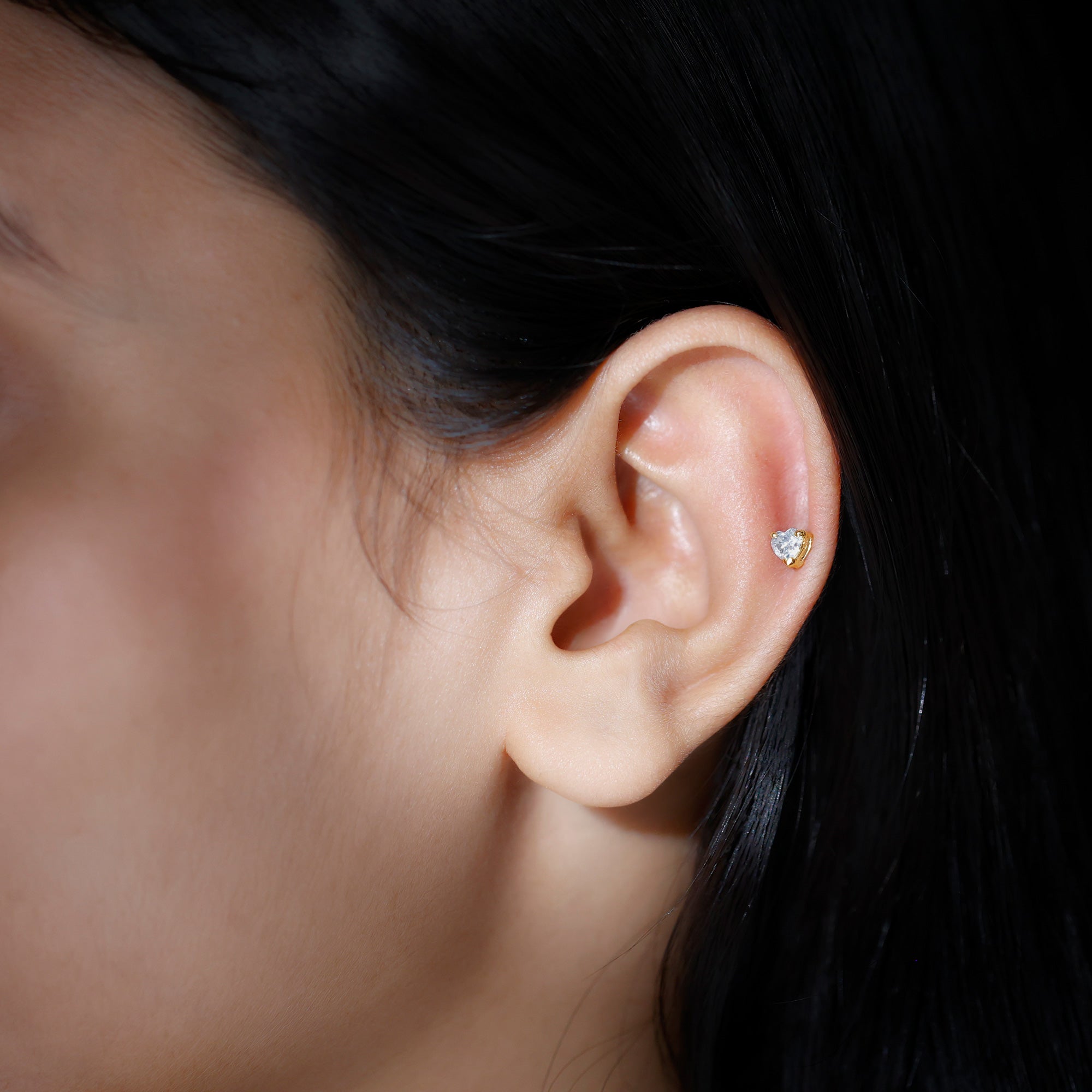 Heart Shape Moissanite Earring for Tragus Piercing