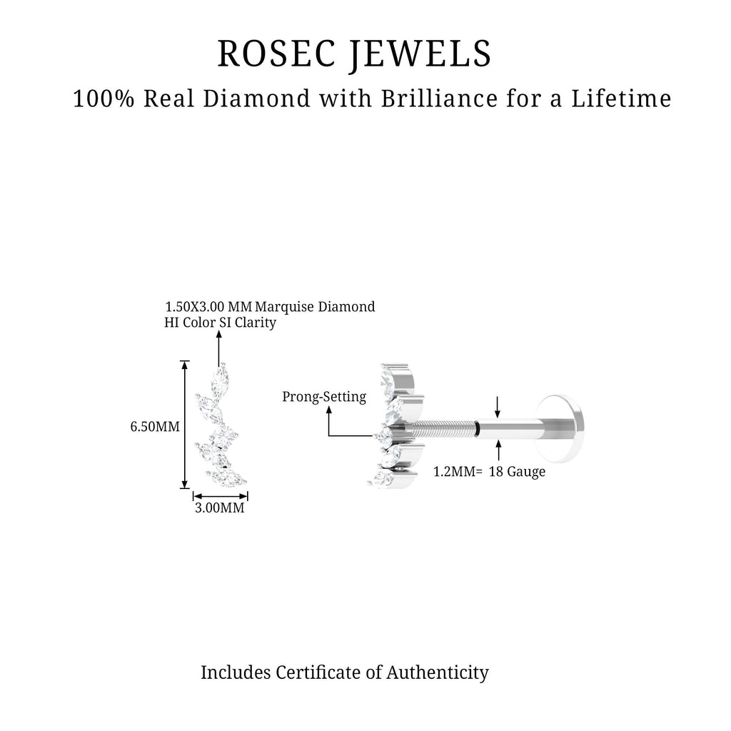 Marquise Shape Diamond Leaf Crawler Helix Earring