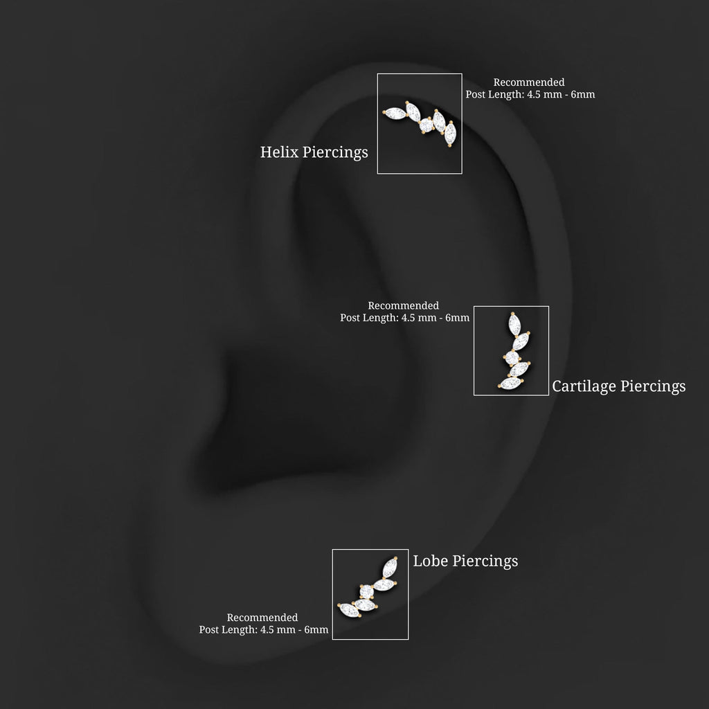 Marquise Shape Diamond Leaf Crawler Helix Earring