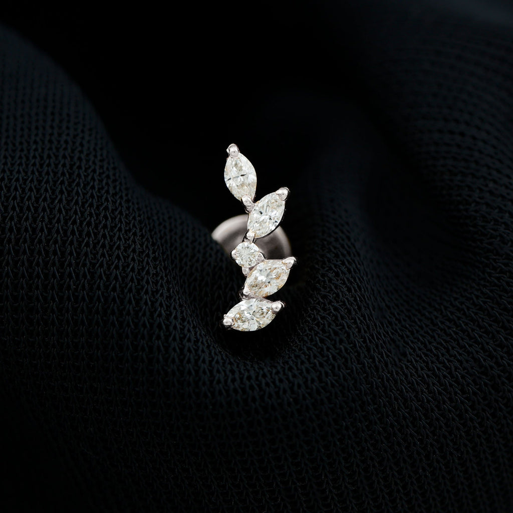 Marquise Shape Diamond Leaf Crawler Helix Earring