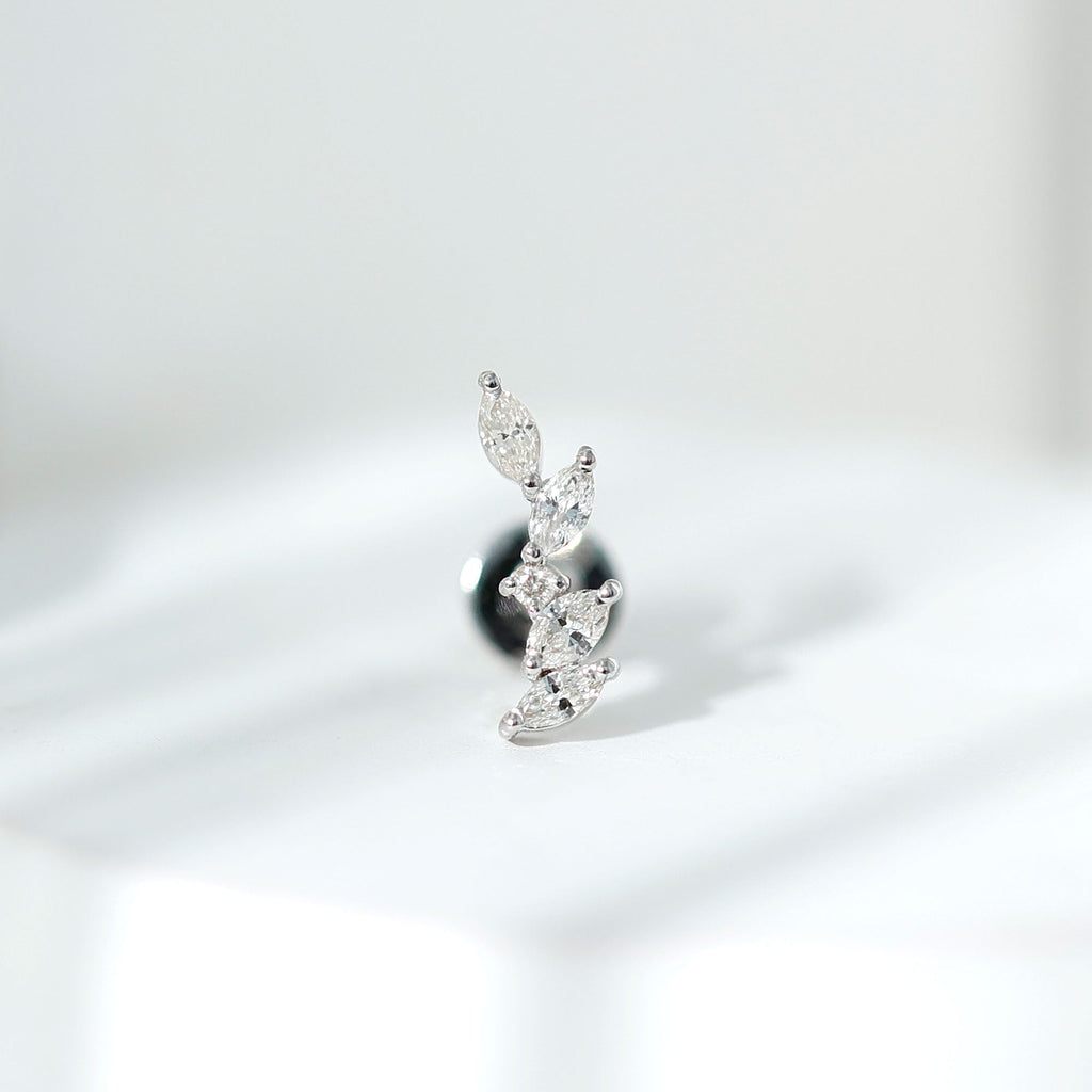 Marquise Shape Diamond Leaf Crawler Helix Earring