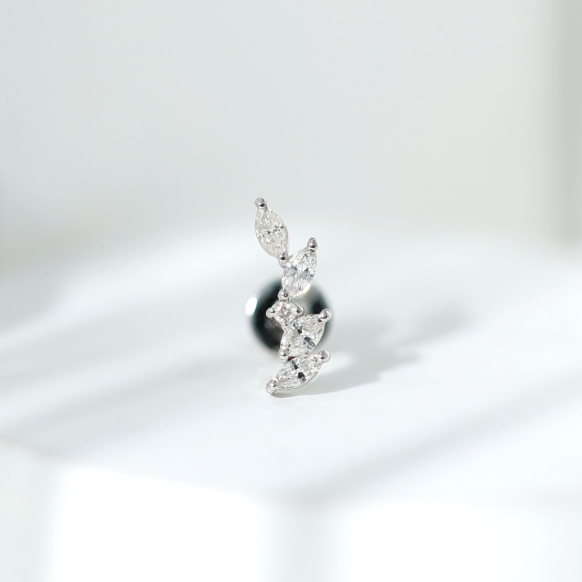 Marquise Shape Diamond Leaf Crawler Helix Earring