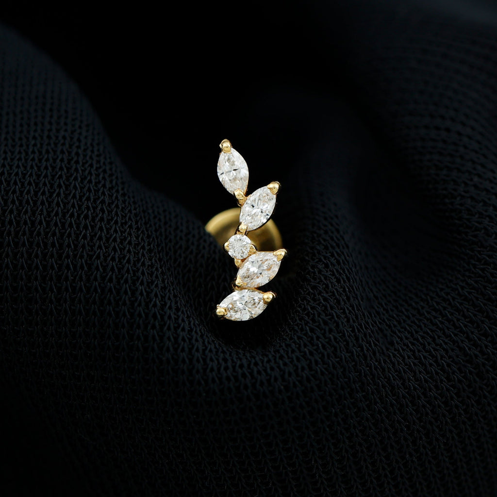 Marquise Shape Diamond Leaf Crawler Helix Earring