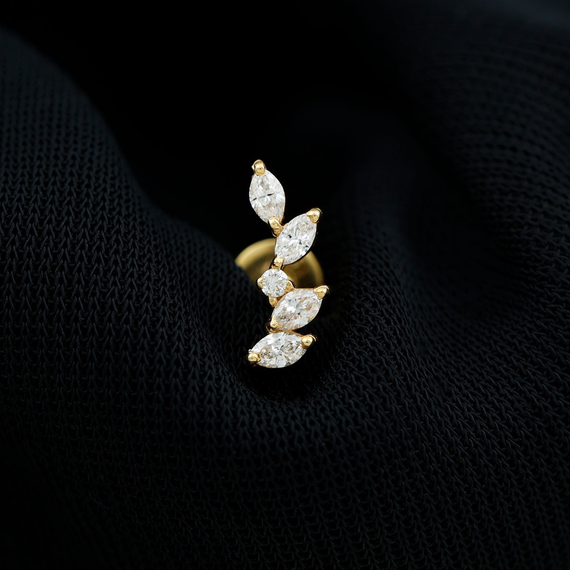 Marquise Shape Diamond Leaf Crawler Helix Earring