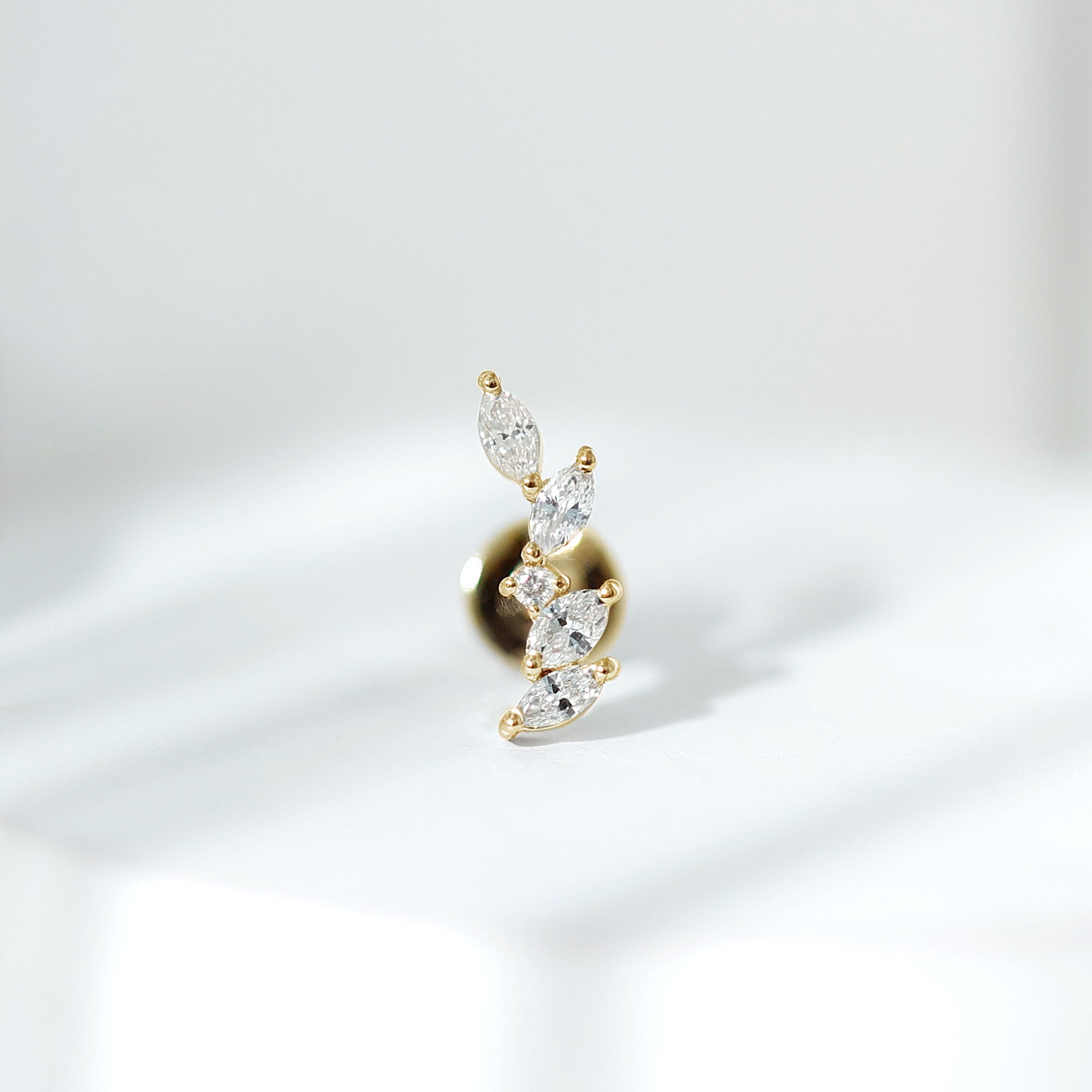 Marquise Shape Diamond Leaf Crawler Helix Earring
