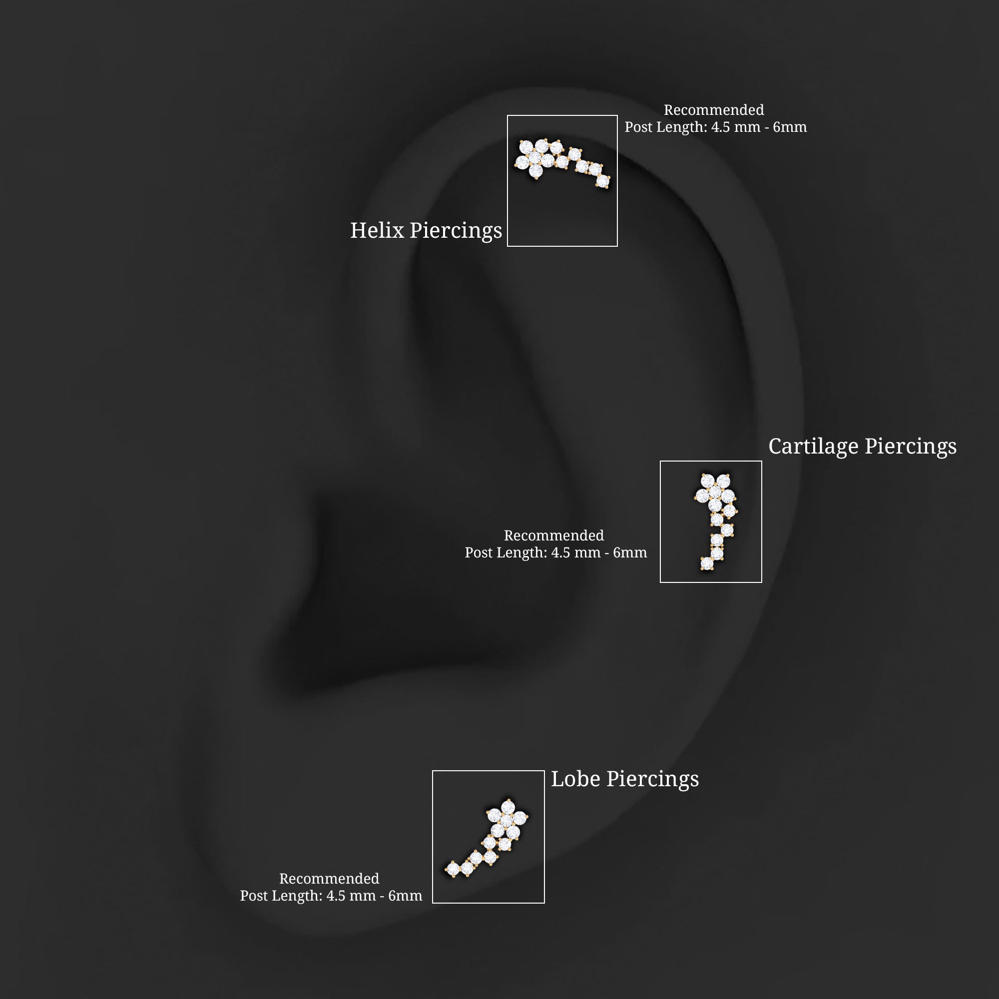 Moissanite Minimal Ear Crawler Earring for Cartilage Piercing