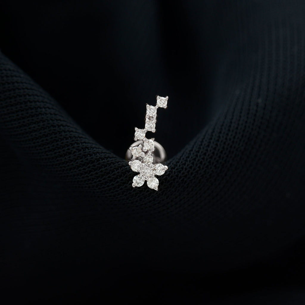 Moissanite Minimal Ear Crawler Earring for Cartilage Piercing