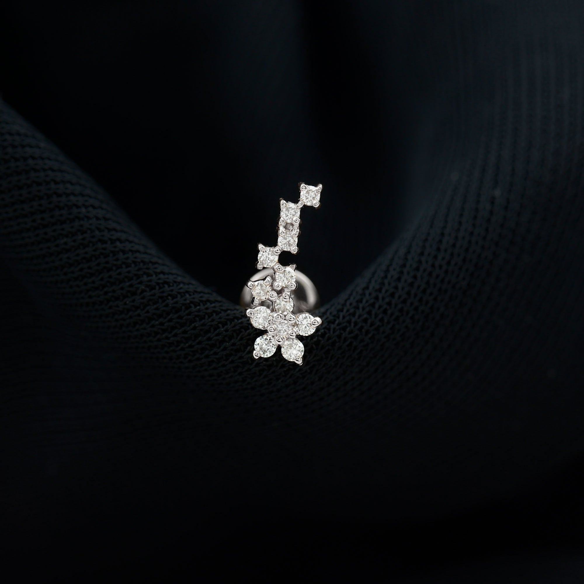 Moissanite Minimal Ear Crawler Earring for Cartilage Piercing