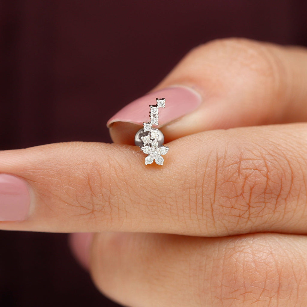 Moissanite Minimal Ear Crawler Earring for Cartilage Piercing