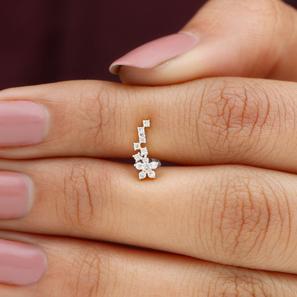 Moissanite Minimal Ear Crawler Earring for Cartilage Piercing