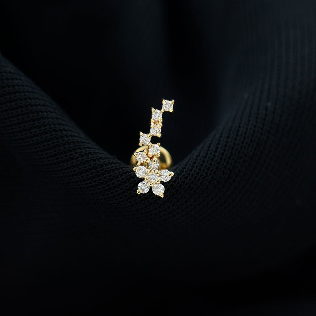 Moissanite Minimal Ear Crawler Earring for Cartilage Piercing