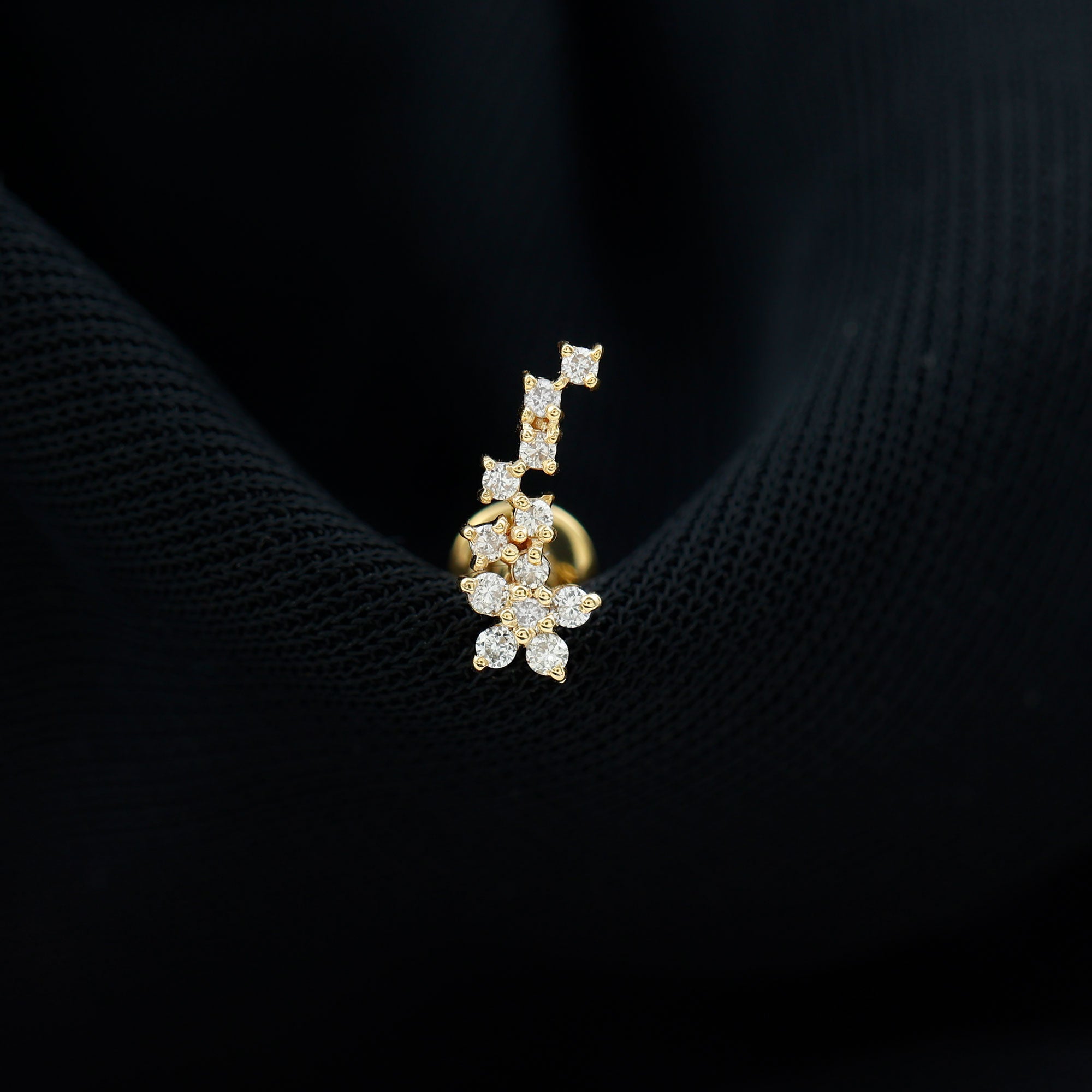 Moissanite Minimal Ear Crawler Earring for Cartilage Piercing