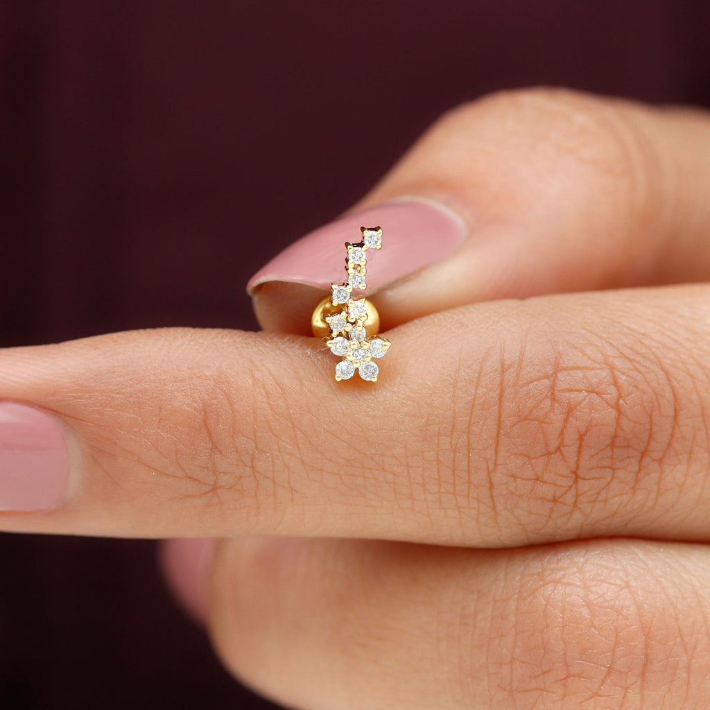 Moissanite Minimal Ear Crawler Earring for Cartilage Piercing