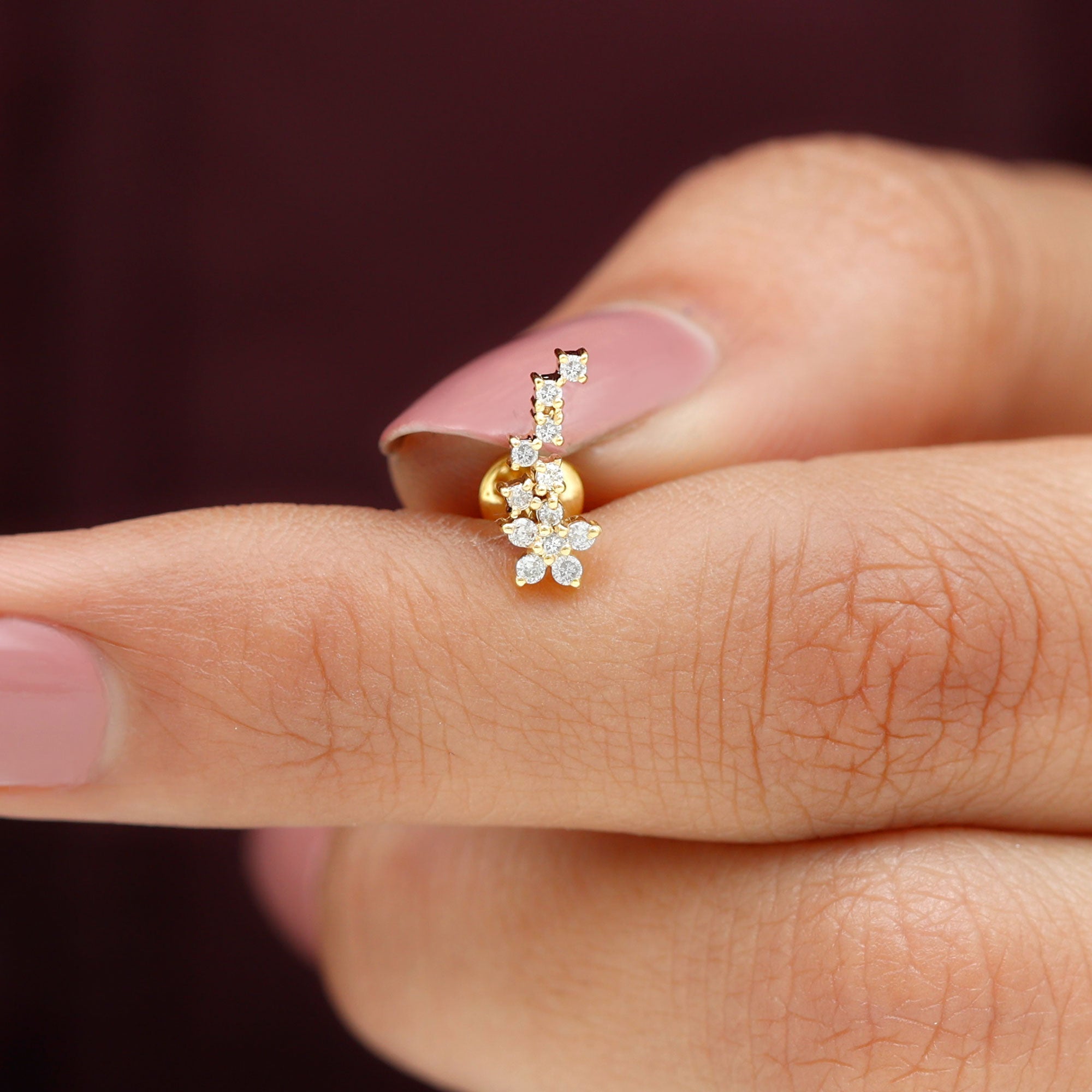 Moissanite Minimal Ear Crawler Earring for Cartilage Piercing