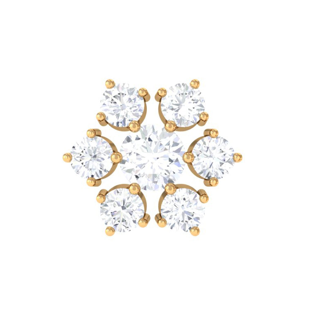 Round Cut Moissanite Cluster Floral Cartilage Earring