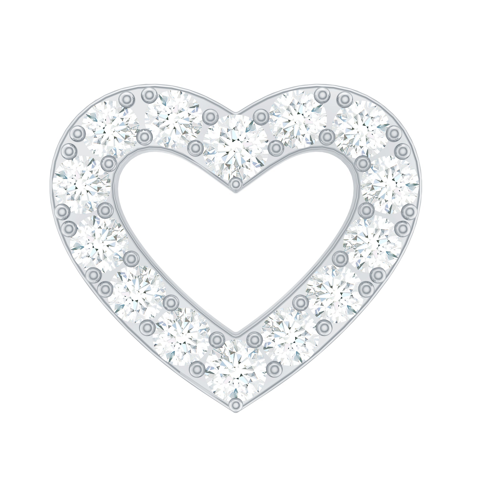 Cute Moissanite Open Heart Earring for Helix Piercing