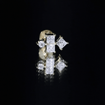 Round and Princess Cut Moissanite Cluster Helix Earring