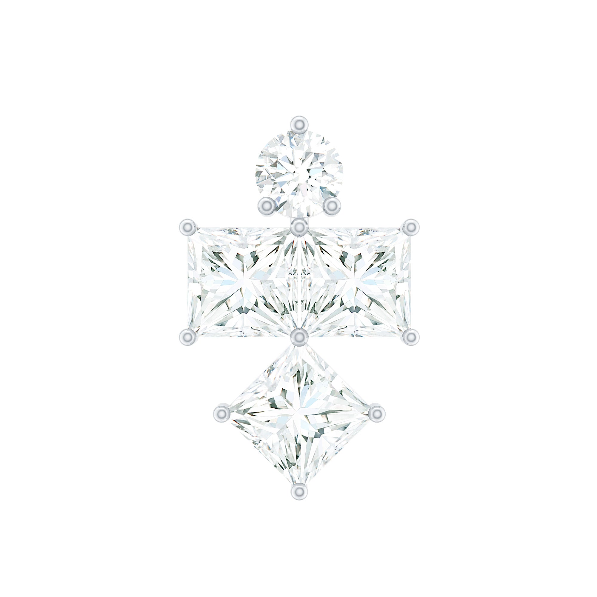 Round and Princess Cut Moissanite Cluster Helix Earring