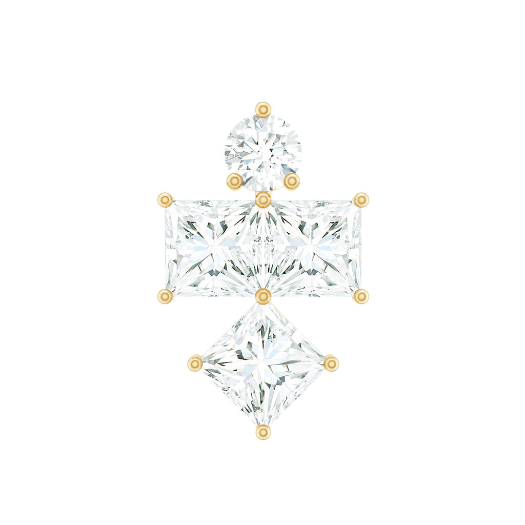 Round and Princess Cut Moissanite Cluster Helix Earring