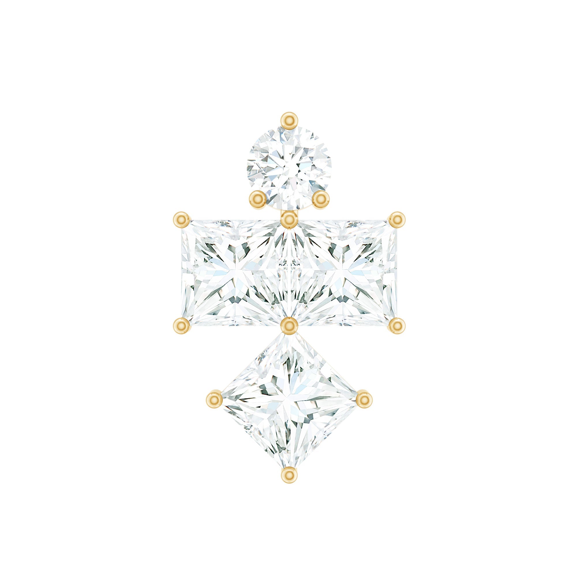 Round and Princess Cut Moissanite Cluster Helix Earring