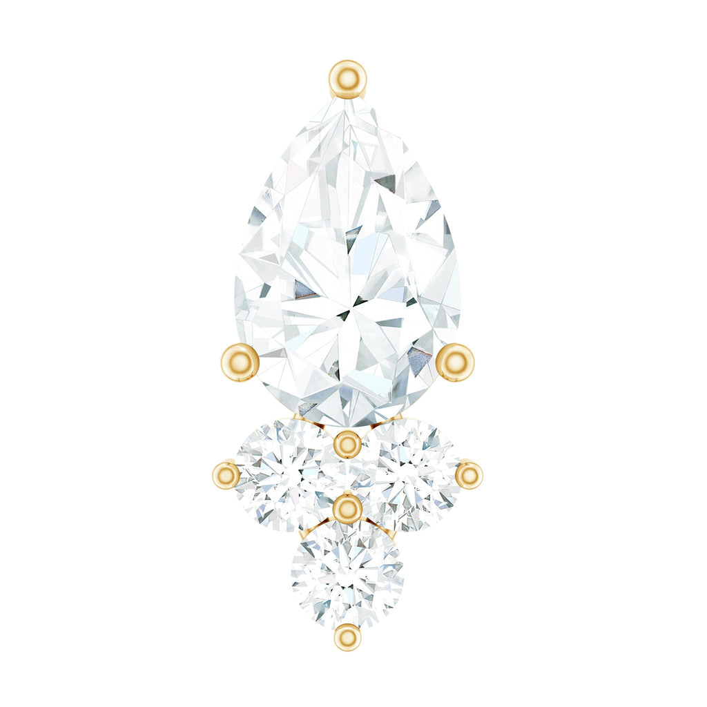 Pear Shape Diamond Cluster Earring for Helix Piercing