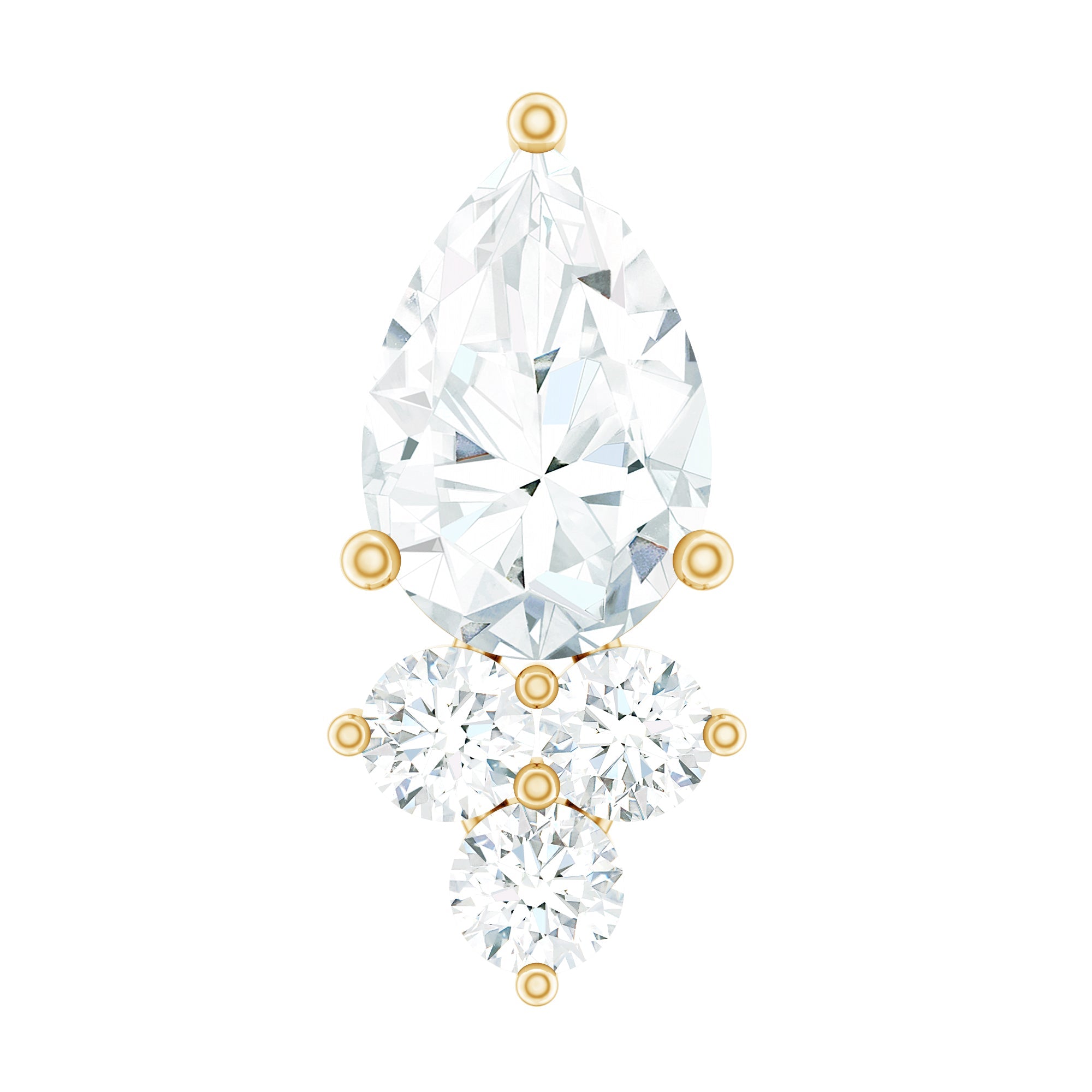 Pear Shape Diamond Cluster Earring for Helix Piercing