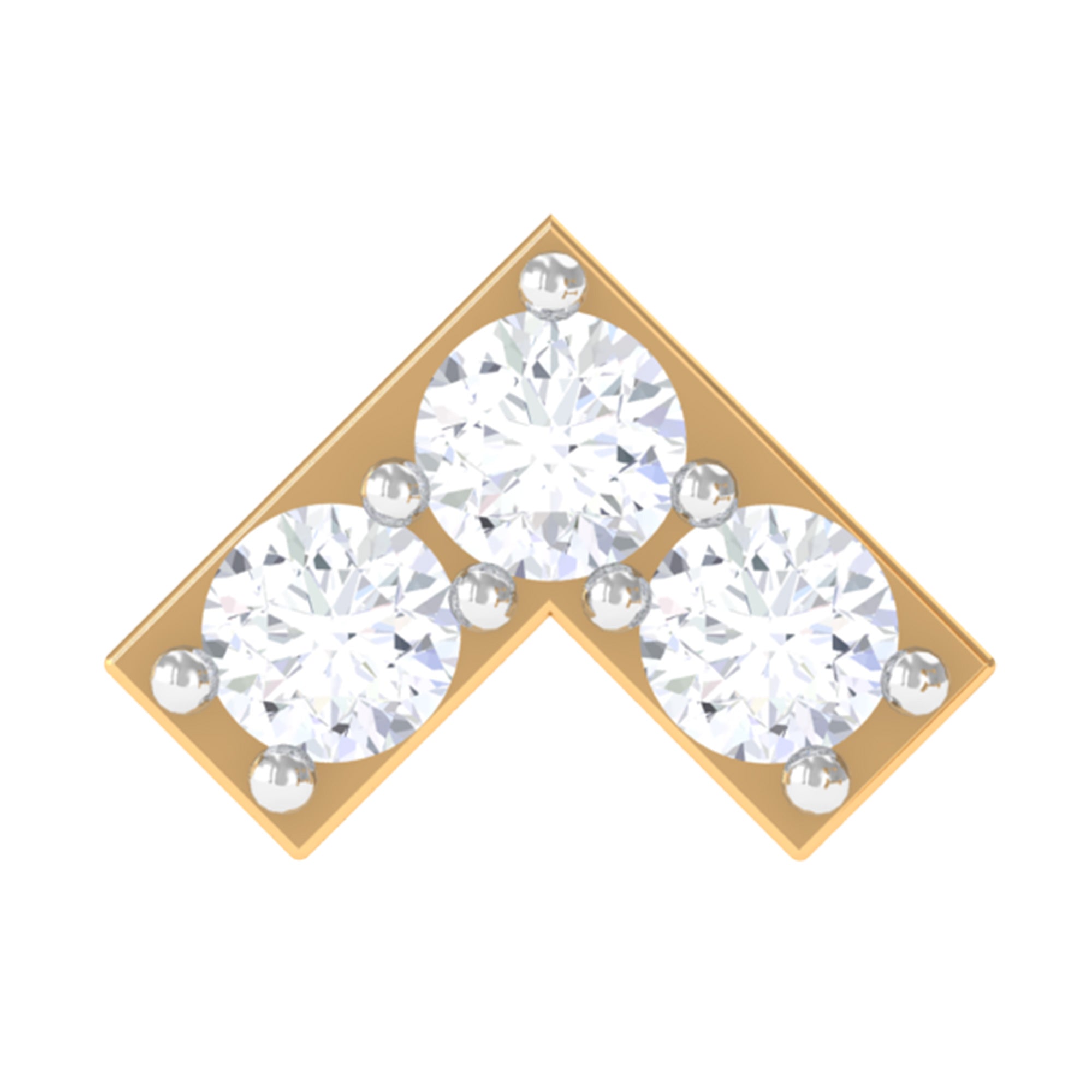 Round Moissanite Chevron Tragus Earring in Gold