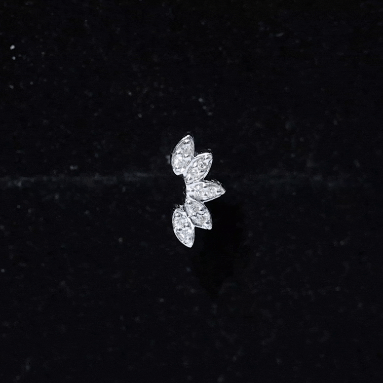 Natural Round Diamond Flower Earring for Helix Piercing