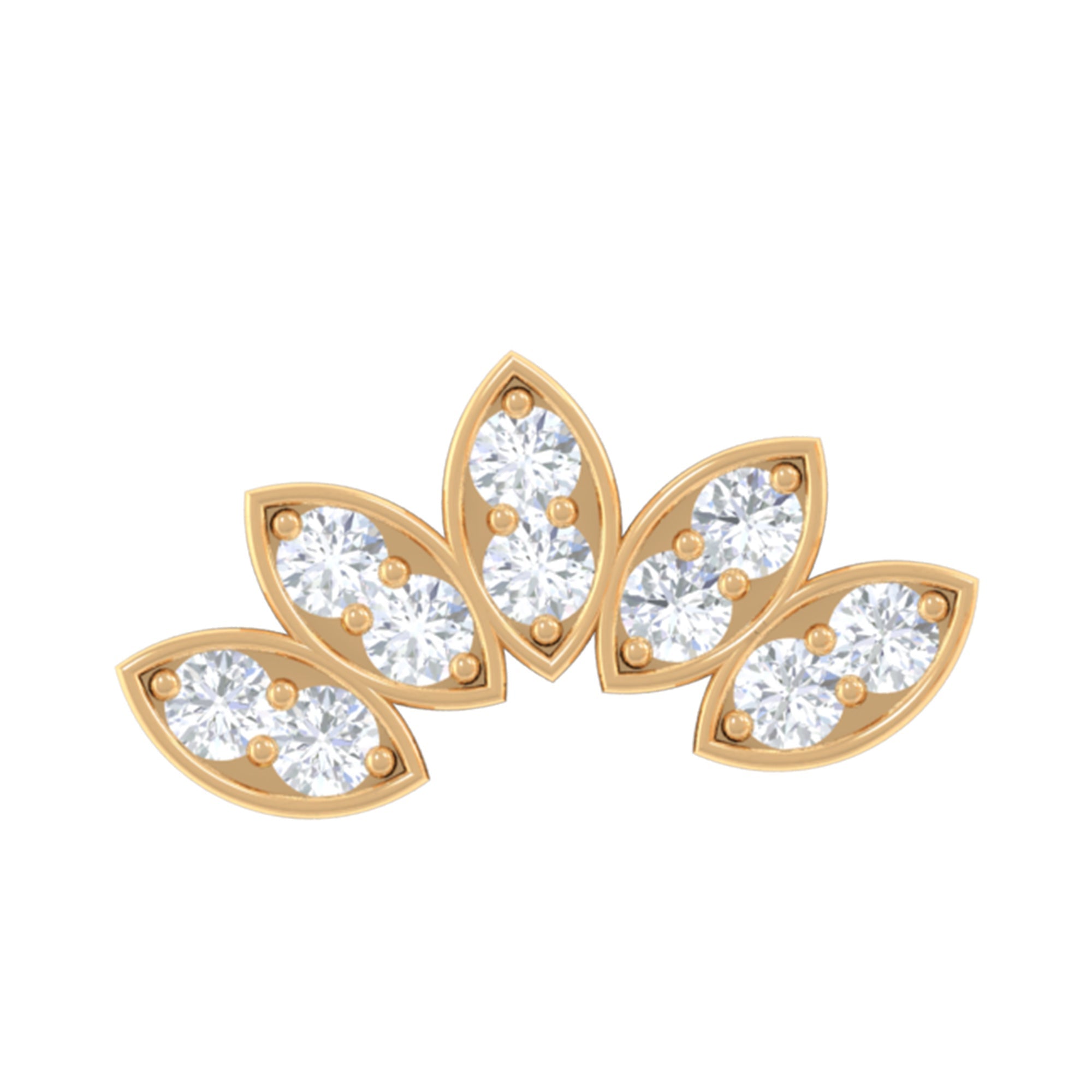 Natural Round Diamond Flower Earring for Helix Piercing