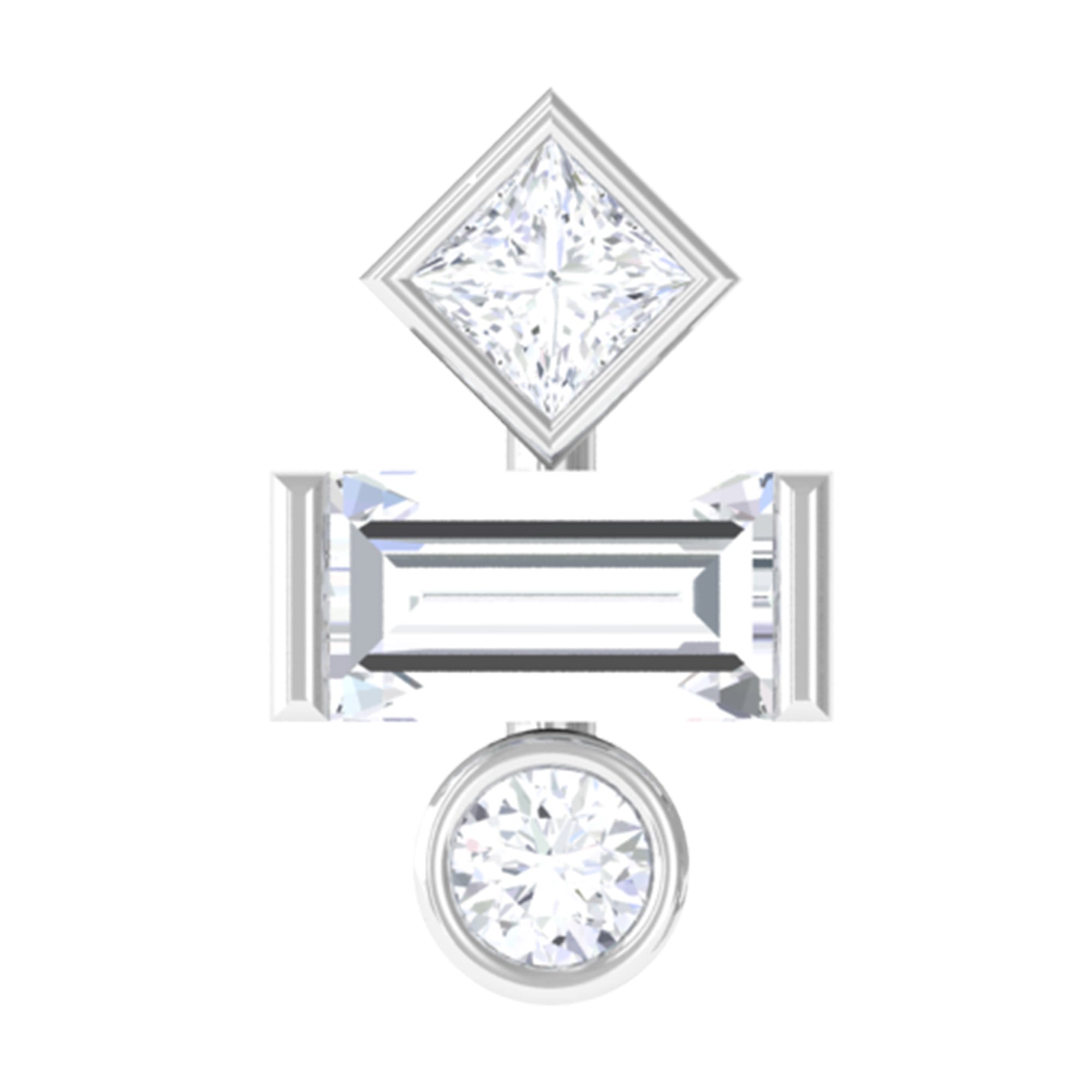 Certified Moissanite Three Stone Earring for Tragus Piercing