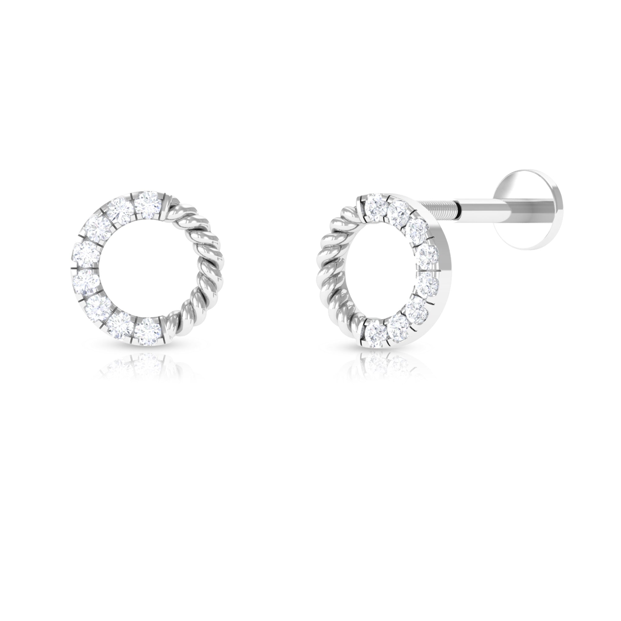 Diamond Circle Earring for Conch Piercing