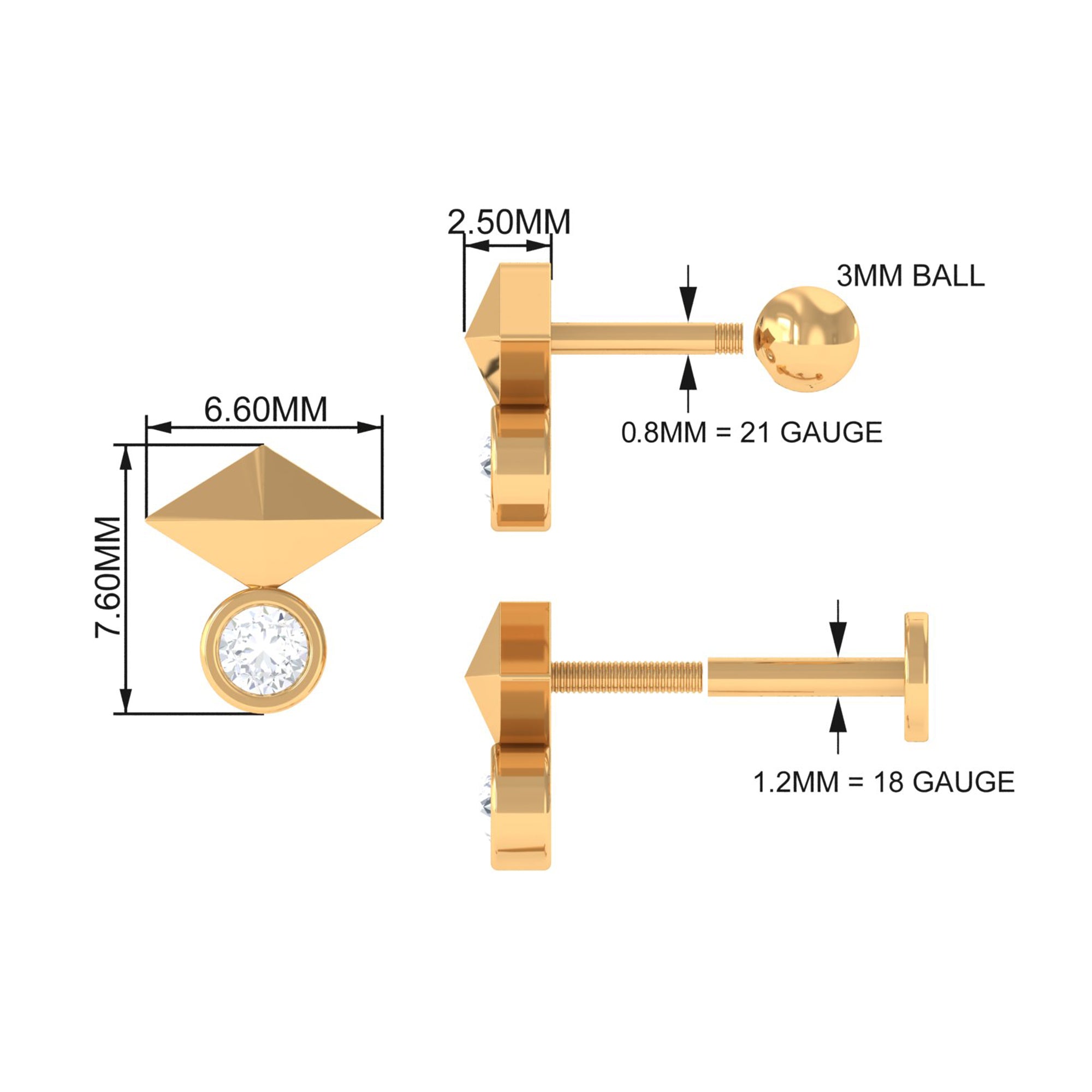 Diamond Geometric Tragus Earring