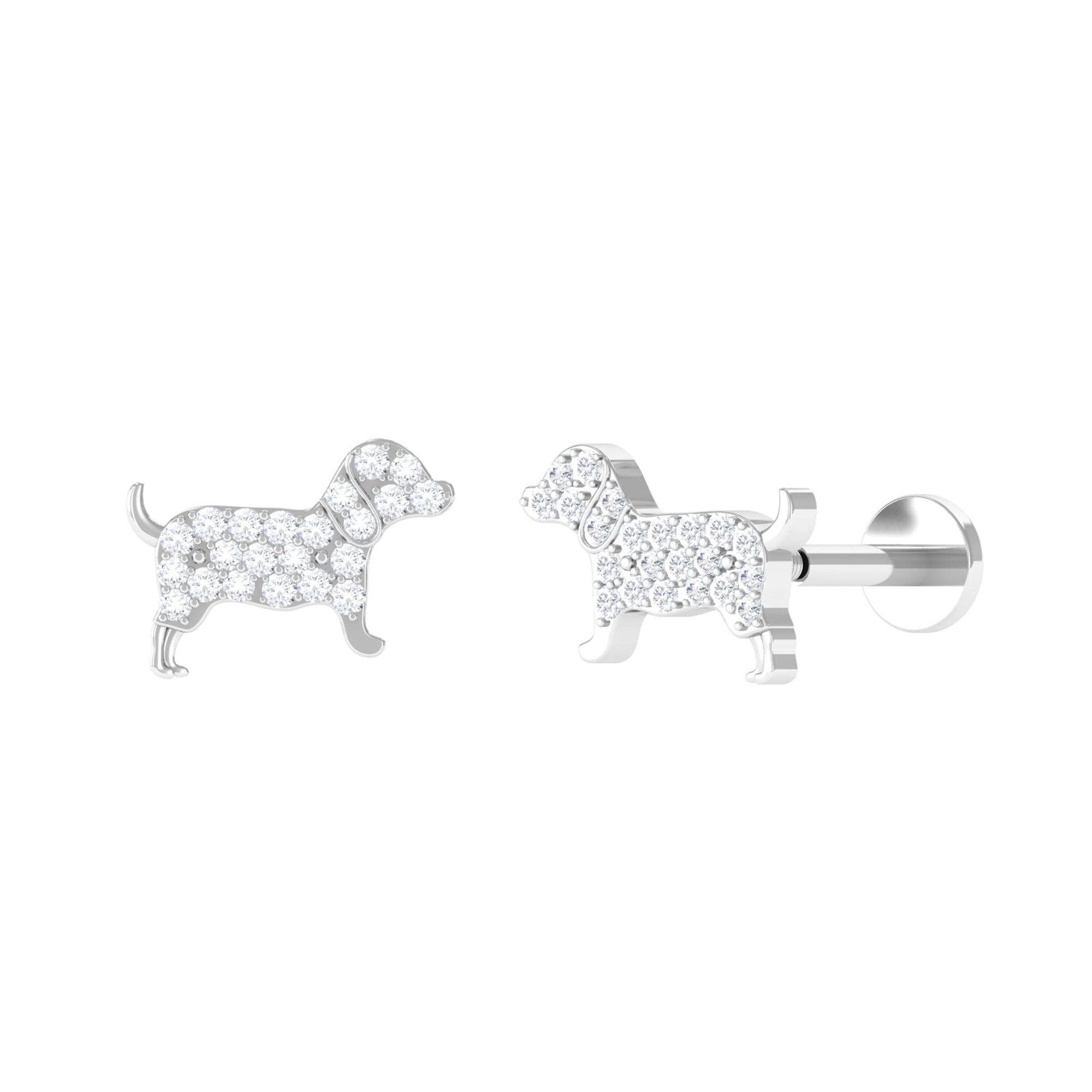 Adorable Diamond Puppy Earring for Helix Piercing