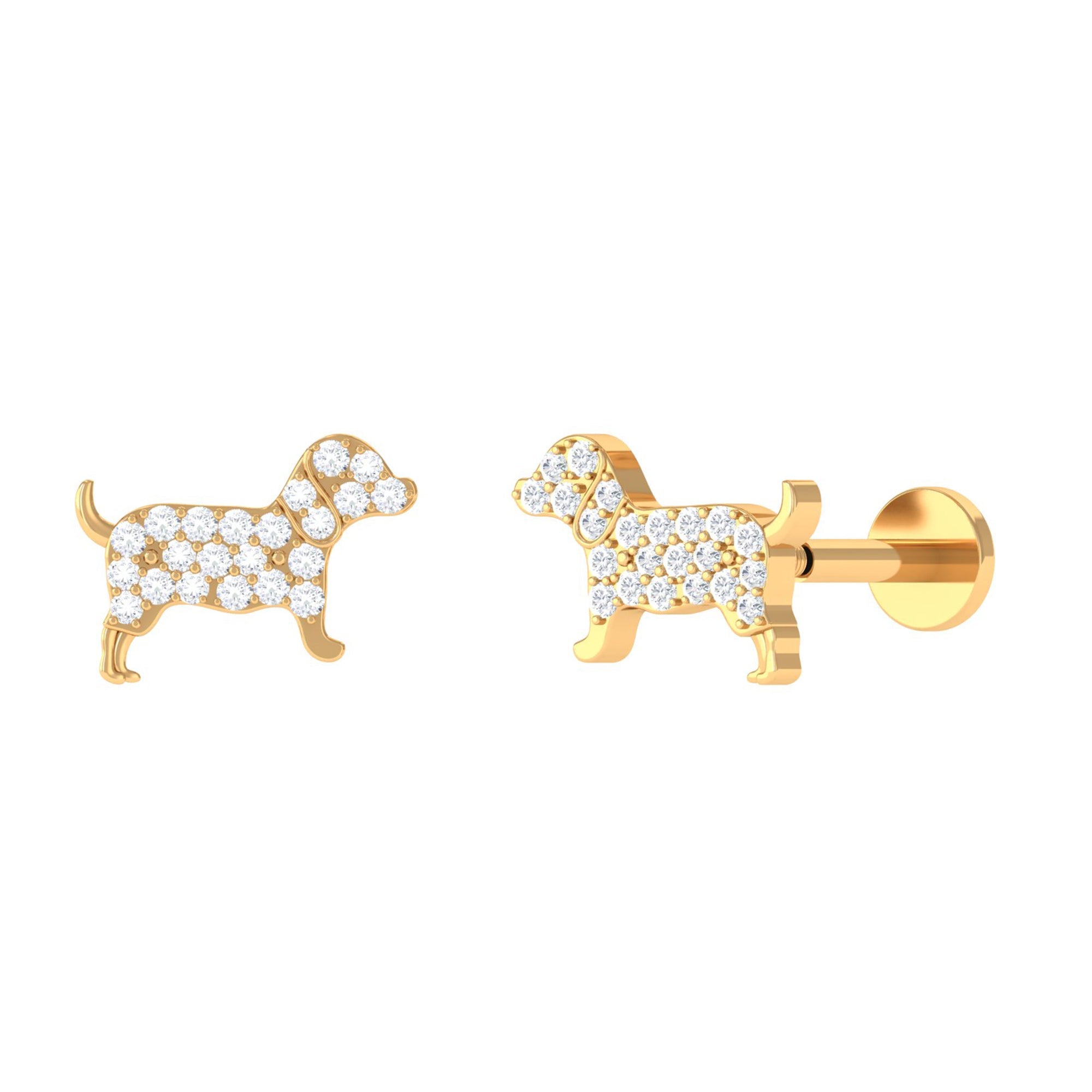 Adorable Diamond Puppy Earring for Helix Piercing