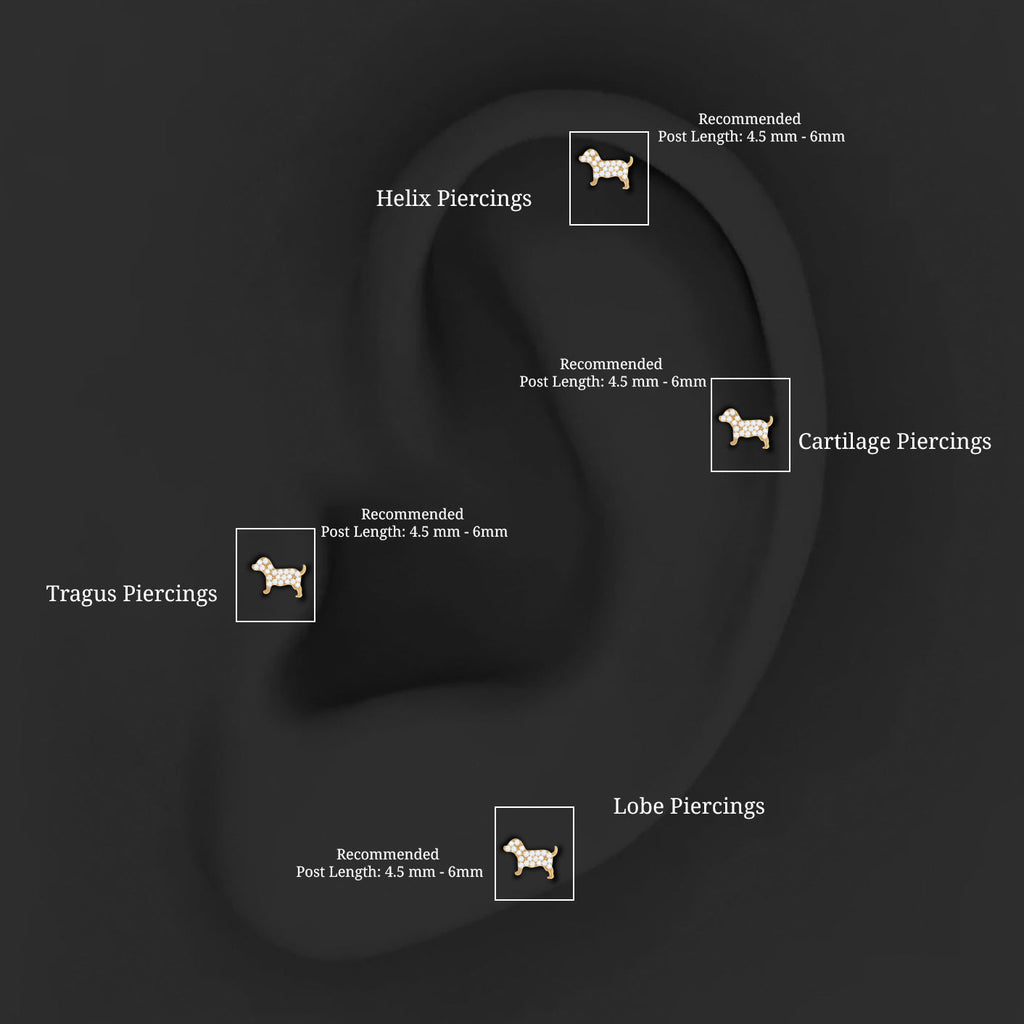 Adorable Diamond Puppy Earring for Helix Piercing