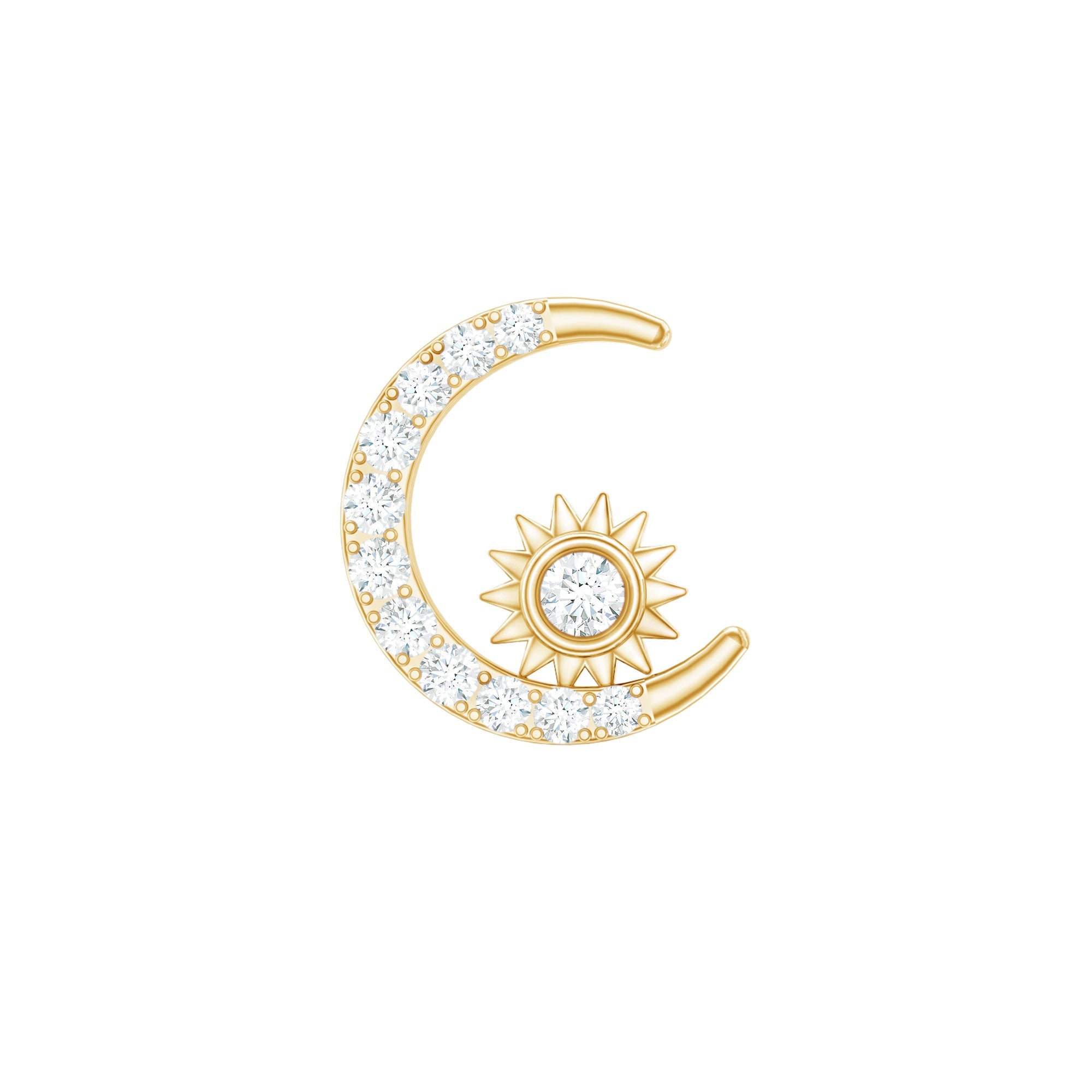 Diamond Moon and Star Helix Earring