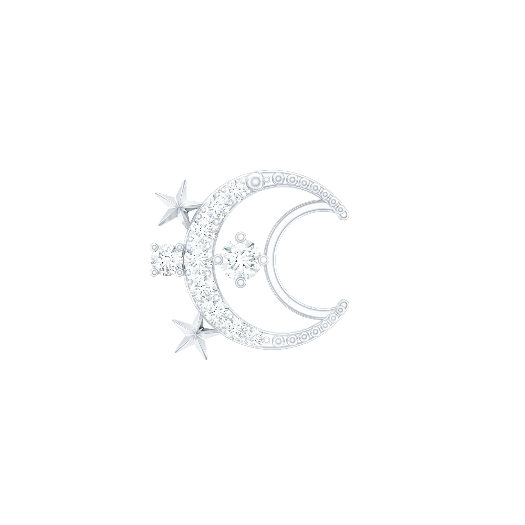 Diamond Star and Moon Earring for Helix Piercing