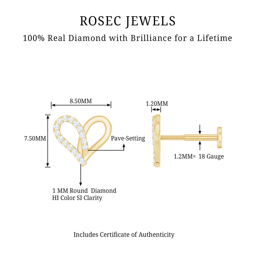 Diamond Heart Earring for Helix Piercing