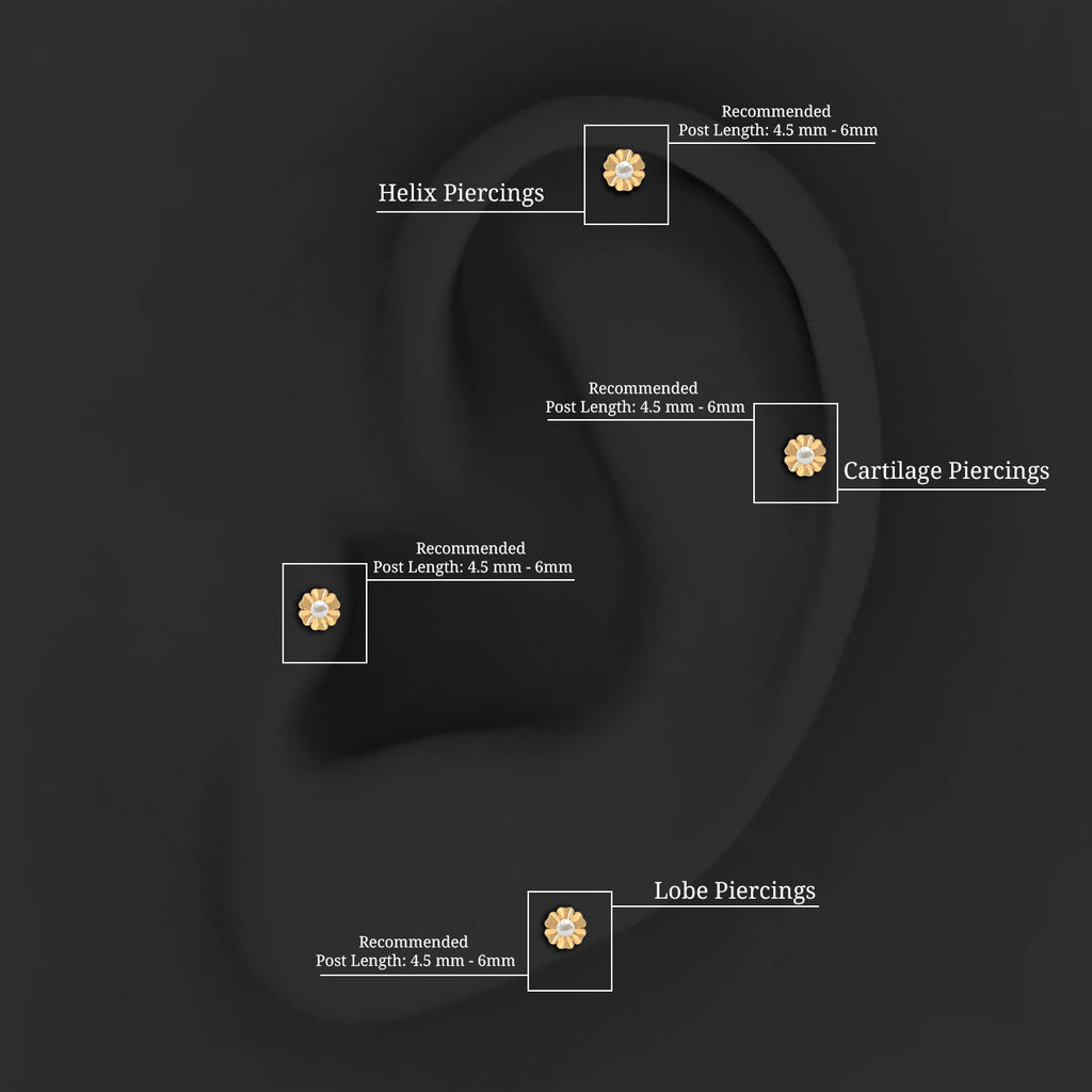 White Pearl Floral Earring for Helix Piercing