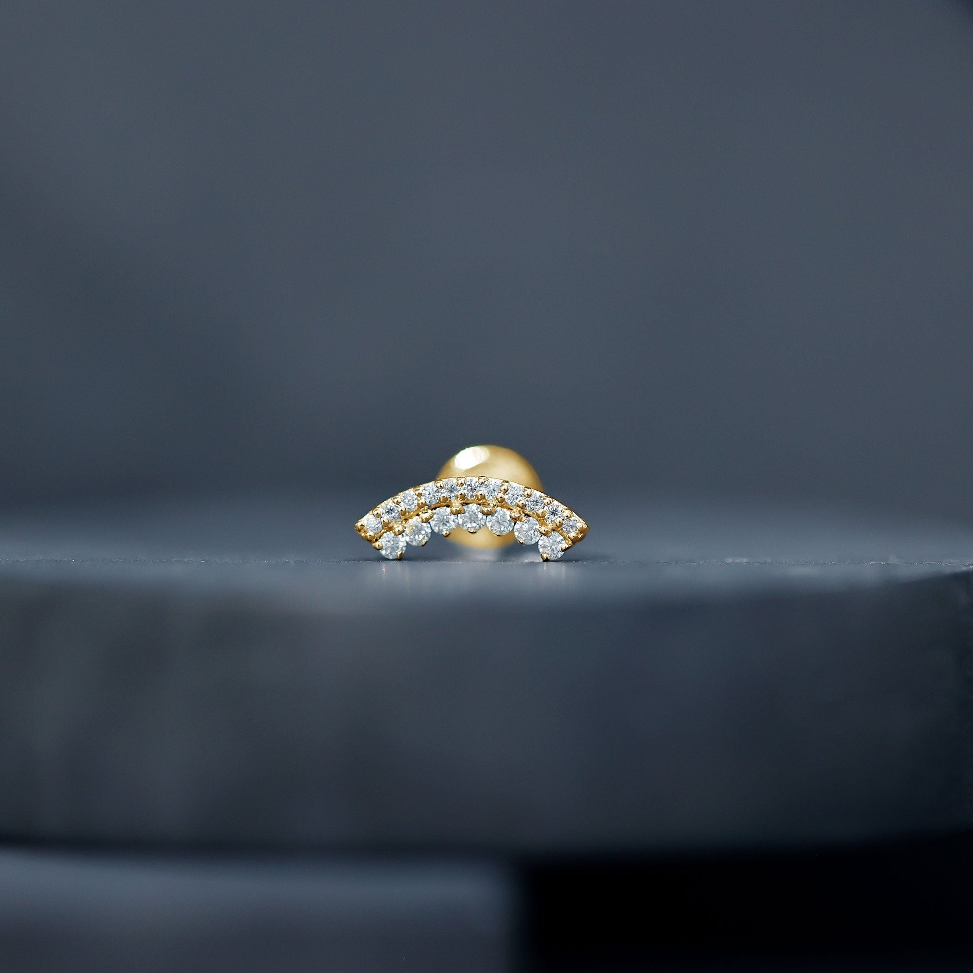 Curved Moissanite Minimal Earring for Cartilage Piercing