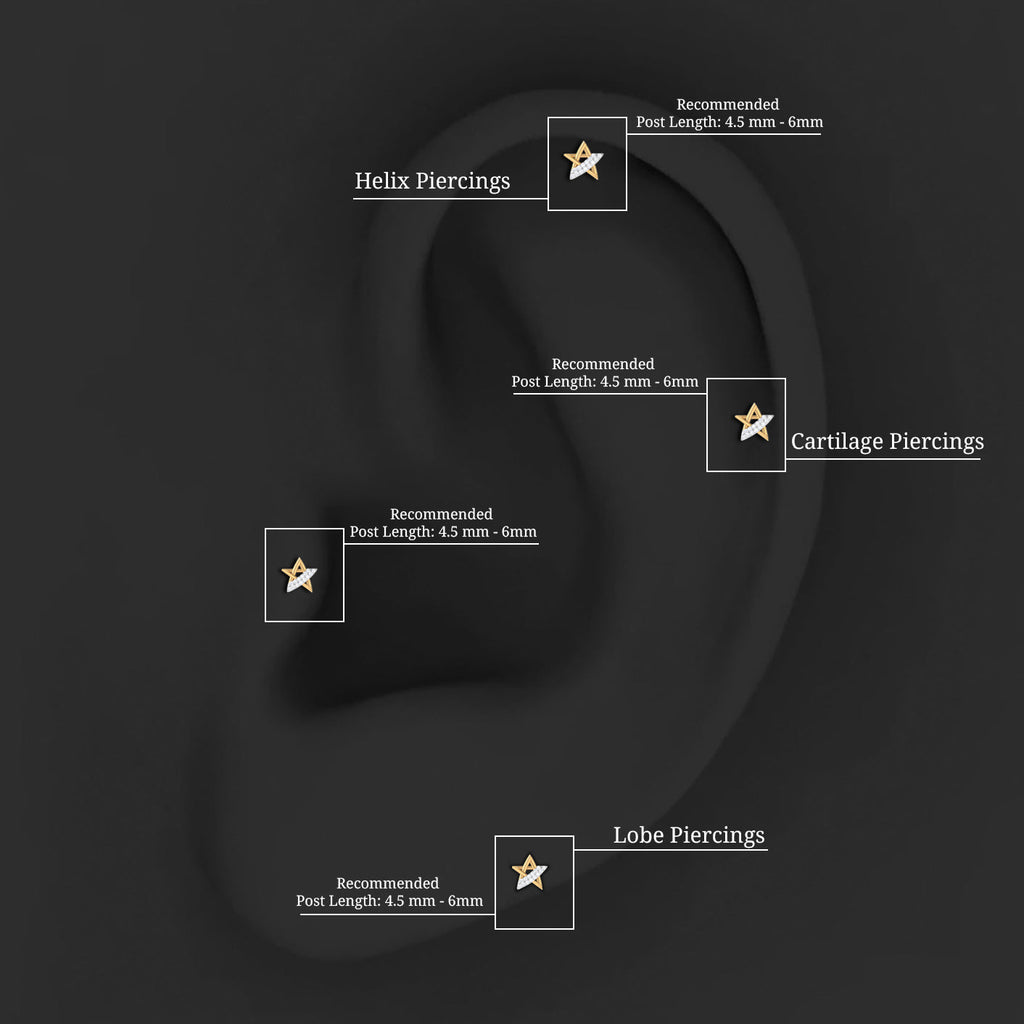 Diamond Star Earring for Helix Piercing