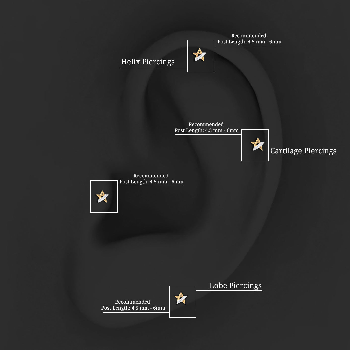 Diamond Star Earring for Helix Piercing