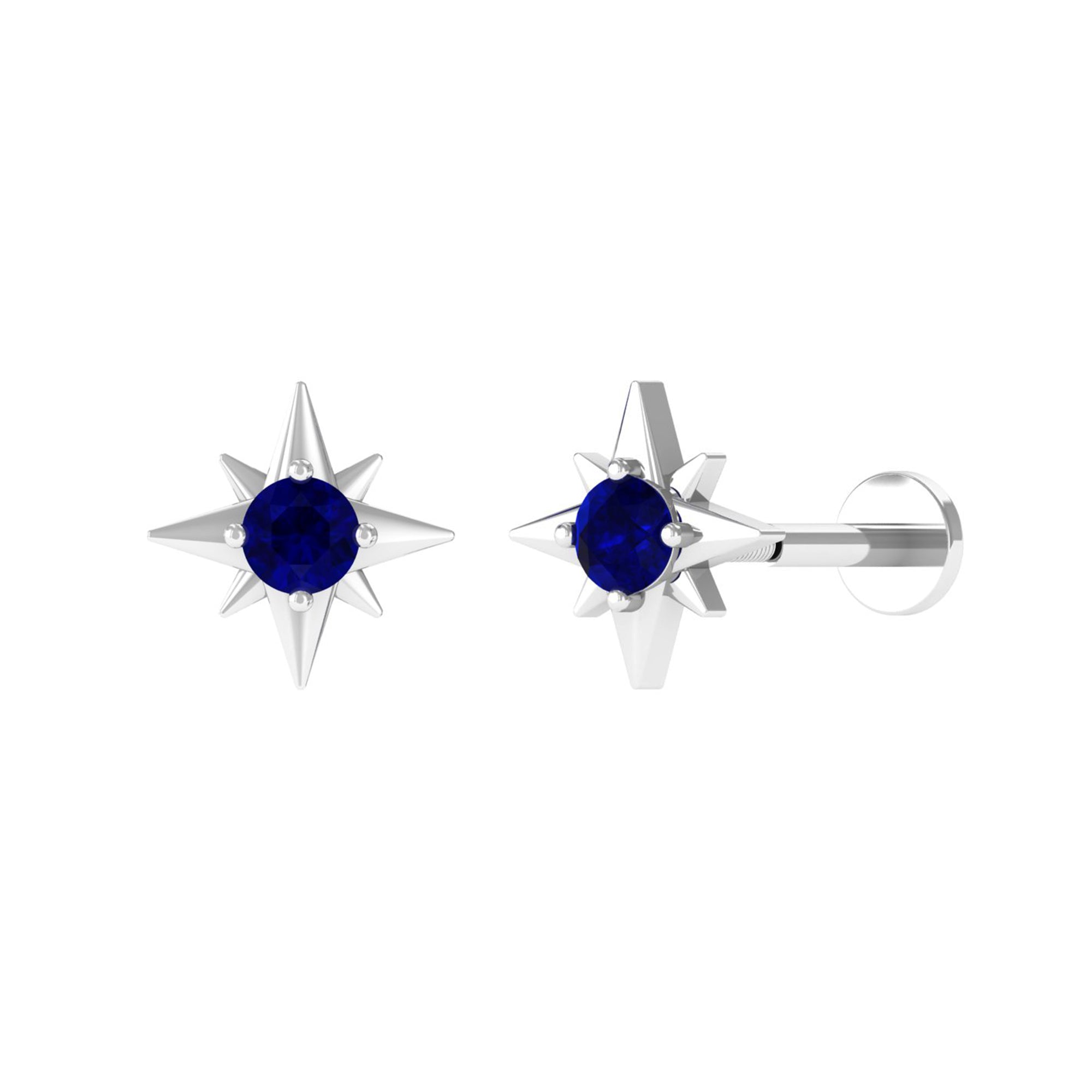 Blue Sapphire Starburst Earring for Conch Piercing